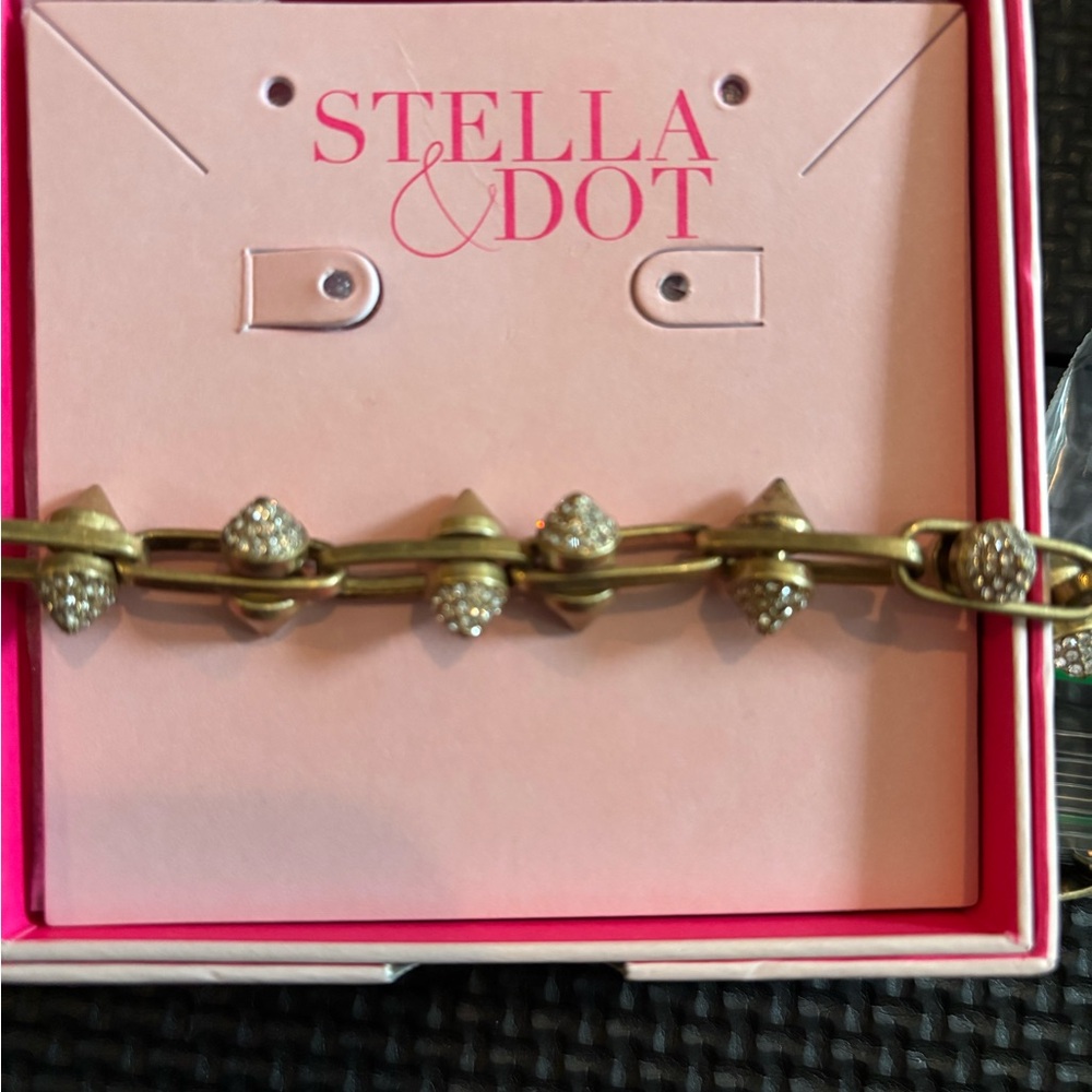 Stella & Dot Gold Bracelet with Silver Studs